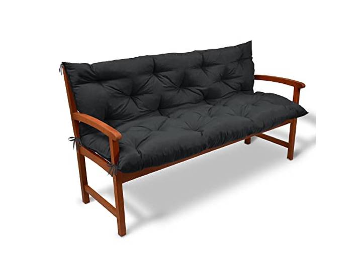 Beautissu Coussin Banc de Jardin Exterieur pour terrasse Balcon Matelas 120x50x50cm anthracite confortable dossier assise graphite gris Flair BR