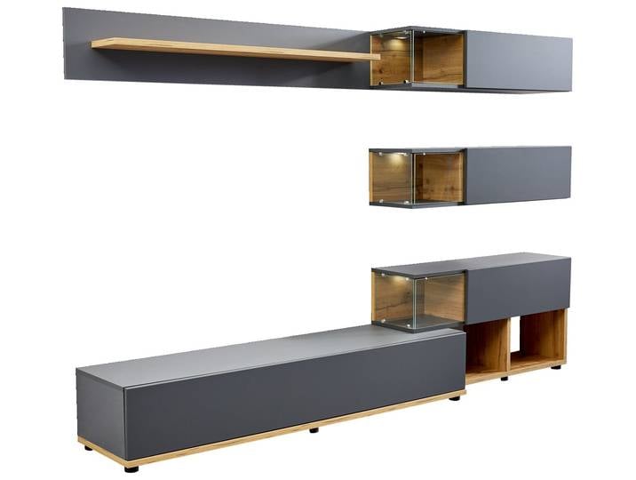 Livetastic TV-Lowboard-Kombination SILK, anthrazit, Holznachbildung
