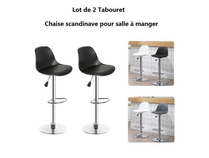 Tabouret de bar Noir - Chaise de cuisine - 38*34*(83-103)cm - Lot de 2