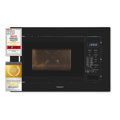 Exquisit Einbau-Mikrowelle EMW20-DG-020 schwarz | Grill | max. 1000 W | Garraum 20 l | Schwarz Front