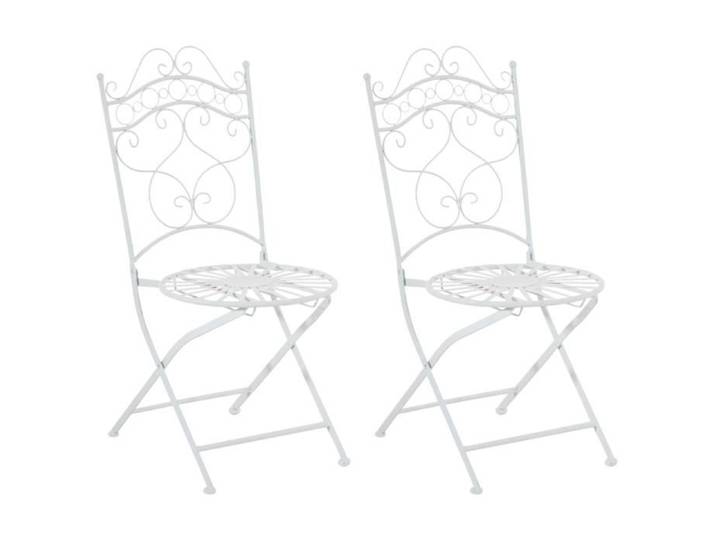 CLP Lot de 2 Chaises de jardin pliables Indra en fer forgé - Couleur:blanc