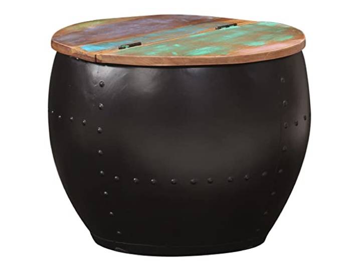 vidaXL Couchtisch mit Stauraum Komplett handgefertigt Beistelltisch Wohnzimmertisch Tisch Sofatisch Kaffeetisch 53x43cm Recyceltes Massivholz