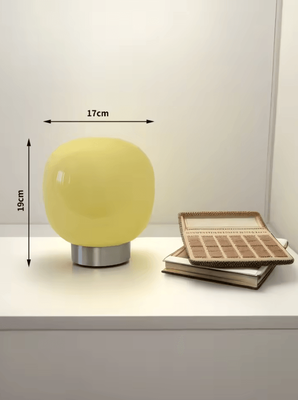 Inspire Curations Macaron Glass Table Lamp 3 Color Dimmable Modern Bedside LED Light yellow