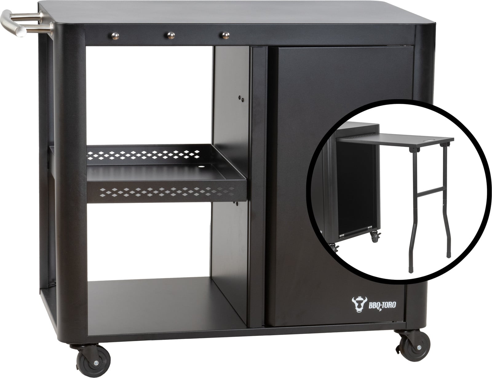 BBQ-Toro grillwagen met groot werkblad en serveertafel, zwart, B/D/H: 95 x 50 x 80 cm