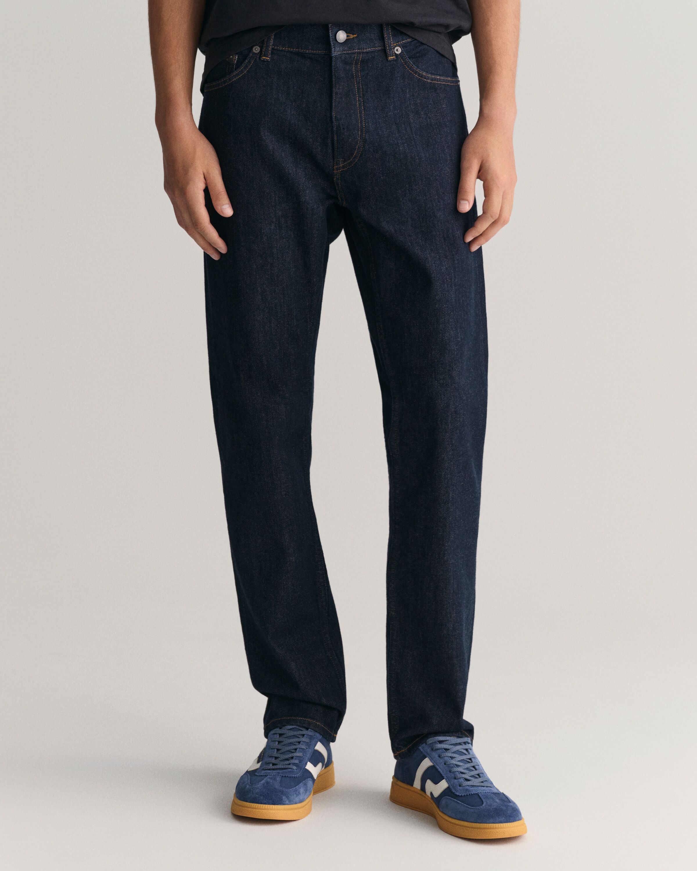 Regular-fit-Jeans GANT "REGULAR GANT JEANS", Herren, Gr. 29, Länge 34, blau (dunkelblau), Denim/Jeans, Obermaterial: 97% Baumwolle, 2% Polyester, 1% Elasthan, regular fit, Jeans Regular-fit-Jeans dunkelblau 29, Länge 34