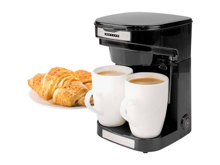 Kompakte Filter-Kaffeemaschine inkl. 2 Tassen, schwarz, 450 W