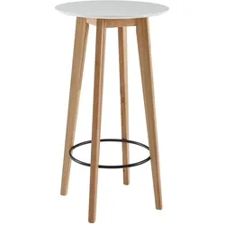 STEHTISCH – Weiß, 60x110x60 cm, rund, Holzoptik, skandinavisch