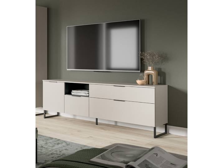 Lowboard TV-Board Noida , Kaschmir / schwarz mit 2er Set Beleuchtung