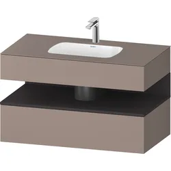 Duravit Collection One Einbauwaschtisch mit Konsolenwaschtischunterbau, 1000x550x600mm, Nische Graphit Supermatt, QA4786080430010, Farbe: Basalt Matt/mit Nischenbeleuchtung