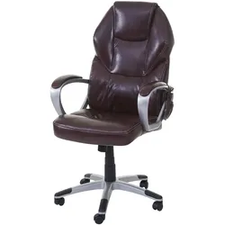 Décoshop26 - Bürostuhl auf Rollen mit Massagefunktion Heizung Drehfunktion in bordeauxrotem Synthetikmaterial 04_0001918