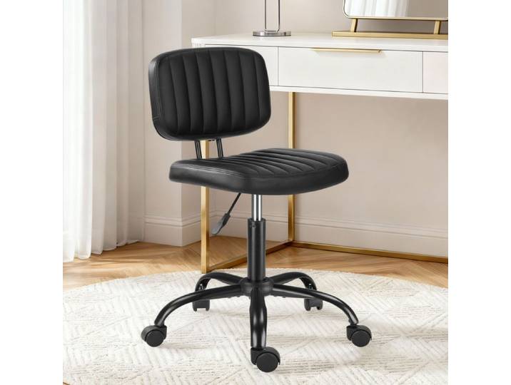 Chaise de bureau - ALIGHTUP - Chaise à roulettes pivotant 360° hauteur réglable sans accoudoirs 43*40*48-63cm - Noir