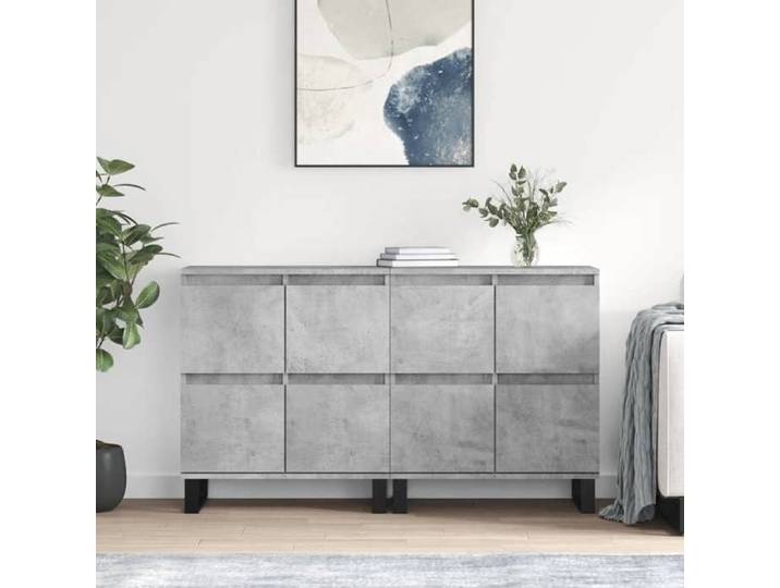 Bahut de Salon Armoire de Cuisine Lot de 2 Buffets pour Salle à Manger gris béton bois d'ingénierie BONNIE B73246735