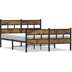 vidaXL Metallbett ohne Matratze Räuchereiche 135x190 cm