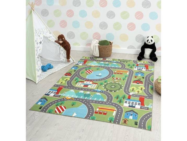 Tapis enfant - THE CARPET - Happy Kids - Vert - 120x160 cm - Antidérapant