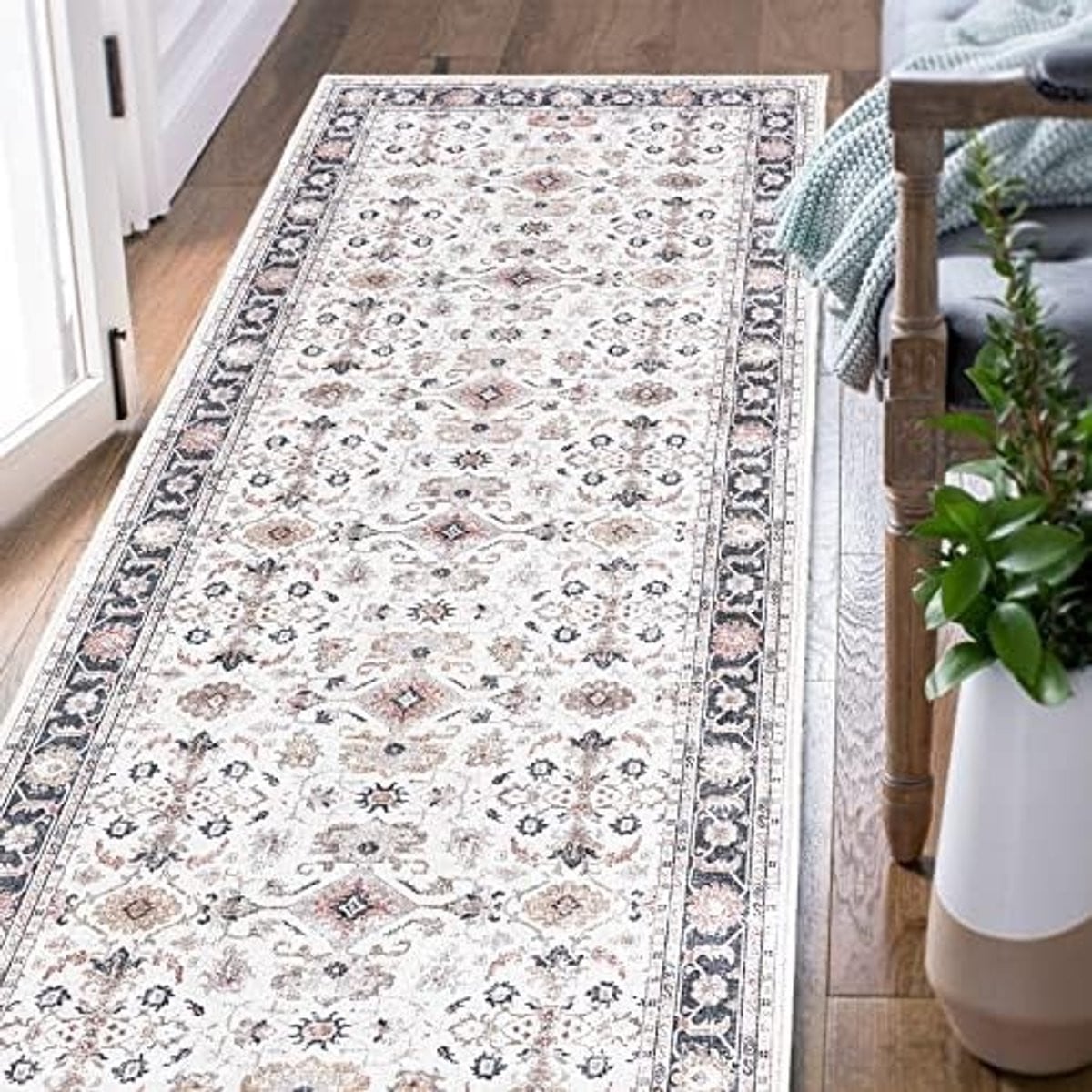 Vintage Bloemen Vloerkleed Chenille - Rechthoekig - Voor Woonkamer, Keuken of Hal