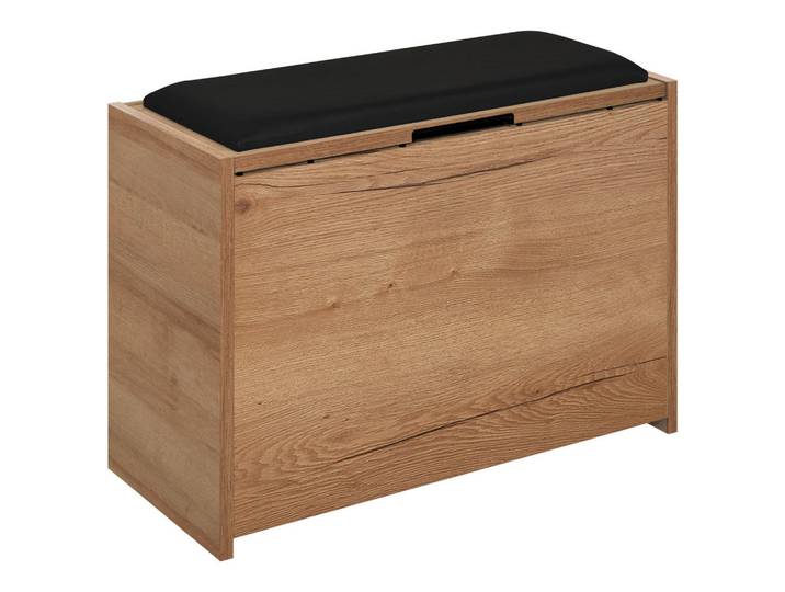 Sadena Truhenbank, Schwarz, Eichefarben, Textil, Holzwerkstoff, 64.2x48x40 cm, Made in Germany, Badezimmer, Badezimmerschränke