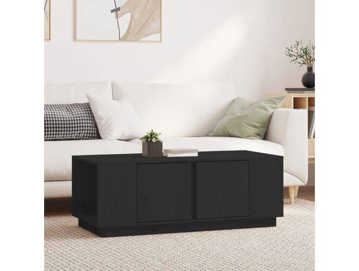 Table basse-Table de salon Noir 110x50x40 cm Bois massif de pin 605316