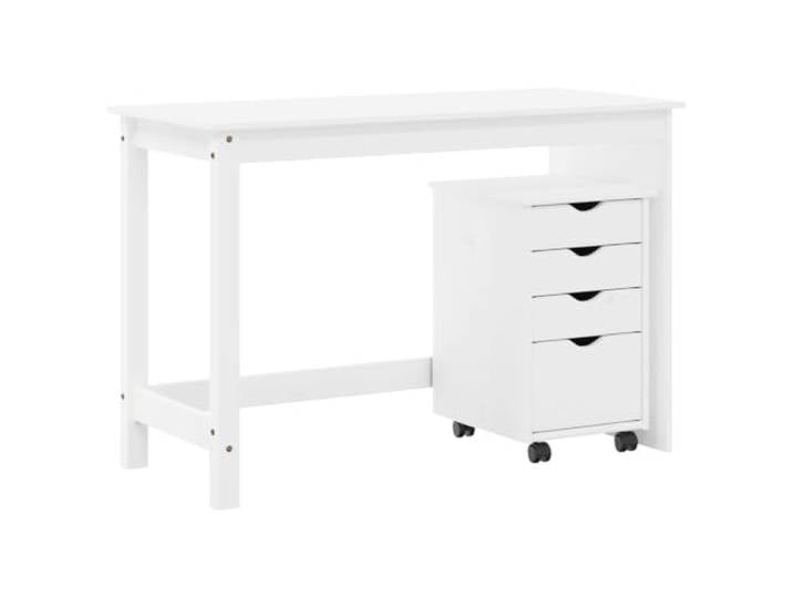 KTHLBRH Set aus Schreibtisch und Schrank, 2-teilig, weiß, Massivholz 4 Schubladen, integrierte Räder, modernes Design, Verwendung innen und außen, einfache Wartung