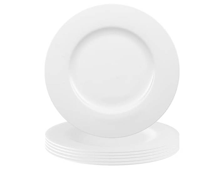 Villeroy & Boch Anmut Speiseteller 6er Set, 27 cm, Flacher Teller im klassischen Design, Elegant & Schlicht, Premium Bone Porcelain, Weiß