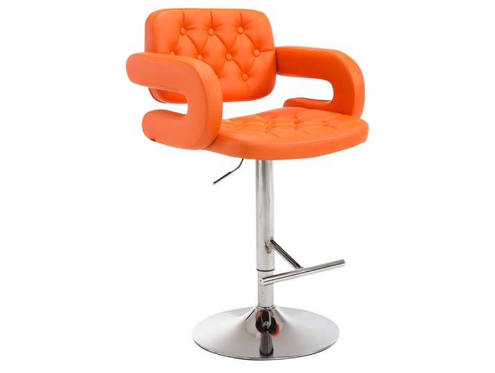 TPFLiving Barhocker Dublin Gestell Metall in Chromoptik Kunstleder - Orange