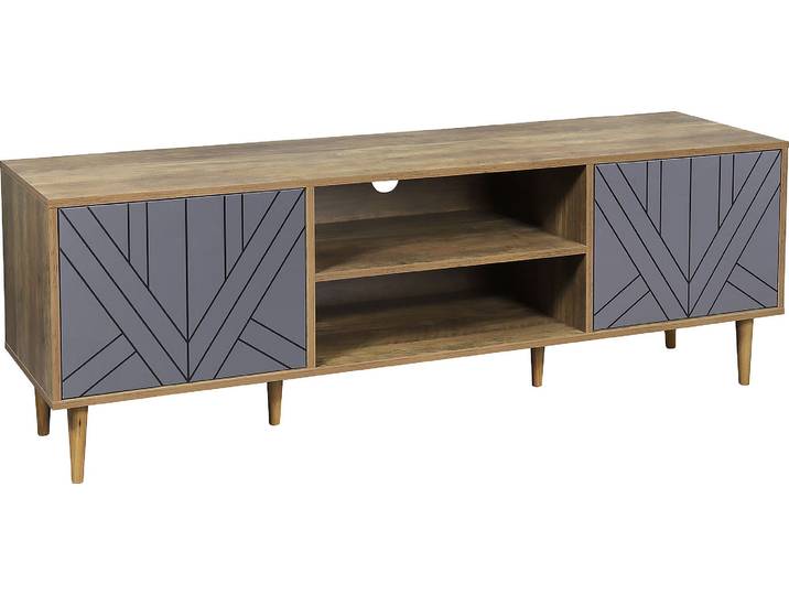 Lowboard MÖBILIA Adeen , grau (natur, grau), B:160cm H:55cm T:40cm, MDF, Massivholz, Sideboards, Lowboard, Kommode im zeitlosen Design