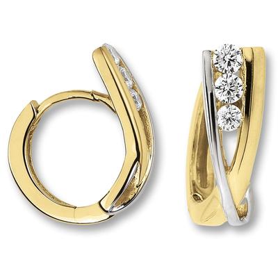 Paar Creolen ONE ELEMENT "Zirkonia Ohrringe Creolen aus 333 Gelbgold", gold, Ohrringe, Damen, Gelbgold 333, Gold, für Damen – elegant, modern & vielseitig kombinierbar