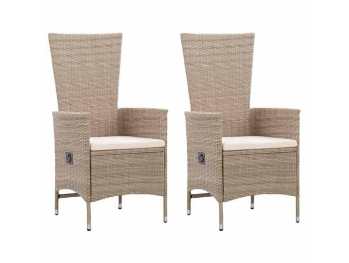 TUERYAFEK Poly Rattan Sessel 2er Set Beige mit Auflagen Wasserfest, Stahlrahmen Pulverbeschichtet, verstellbare Rückenlehne, abnehmbare Polsterbezüge