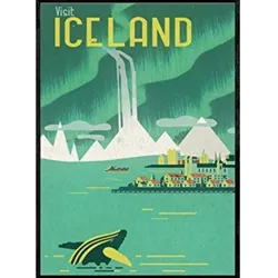 POSTER Weinlesewerbung Island A3 Schwarzer Rahmen