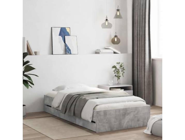 RJPLMFV Bettgestell mit Schublade Sonoma Grau 80x200 cm Holzwerkstoff, fester Lattenboden, integrierter Stauraum, moderner minimalistischer Stil