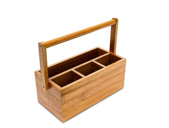 Relaxdays Organiseur de bureau bambou