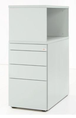 Schäfer Shop Genius Standcontainer mit Aufsatzregal, abschließbar, seitliche Griffnut, lichtgrau