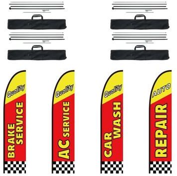 Tools, Home & Hobby 16.3 FT Auto Repair Feather Flag Kit With 4 Swooper Flags And Poles 16.3 FT Auto Repair Feather Flag Kit With 4 Swooper Flags And Poles
