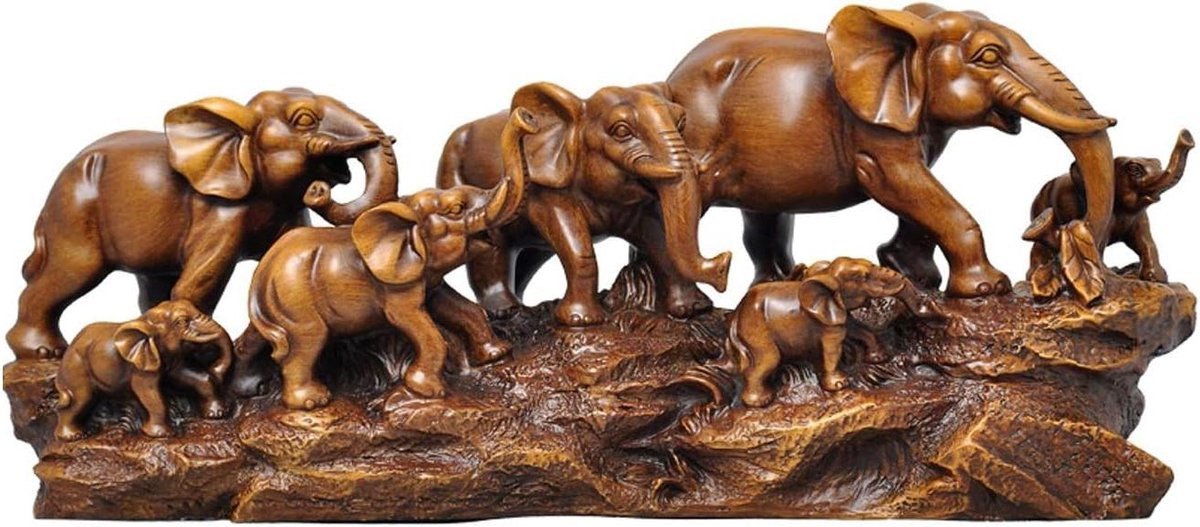 Bruin Olifant Decoratie Standbeeld van Hars voor Kantoor en Huis