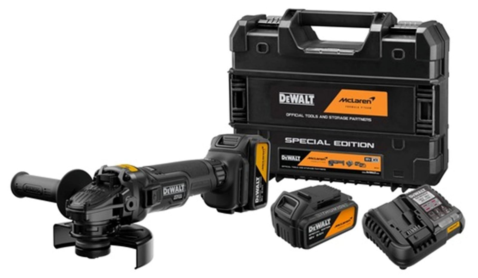 DeWalt Accuwinkelslijper DCG45MP2T-QW McLaren 18 V Ø 125 mm met 2x 5 Ah accu