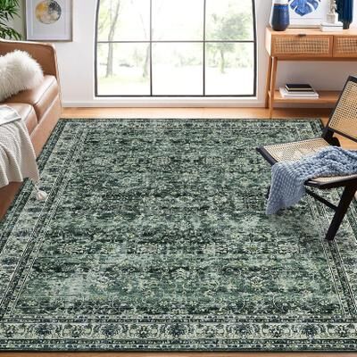 Garvee Vintage Distressed Floral Vine Area Rug