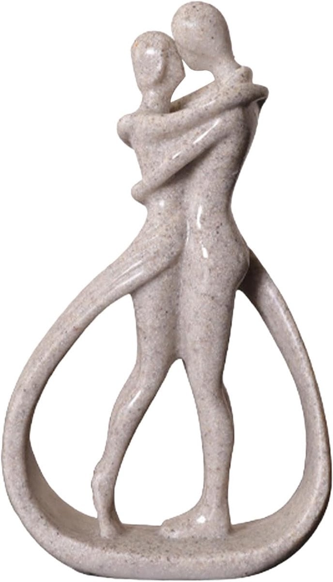 Koppel Beeld Liefdes Sculptuur Woon Decoratie Goud Zwart Wit 13 x 7,5 cm