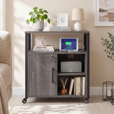 Lirago File Cabinet on Wheels with Charging Station and Cable Management Hole