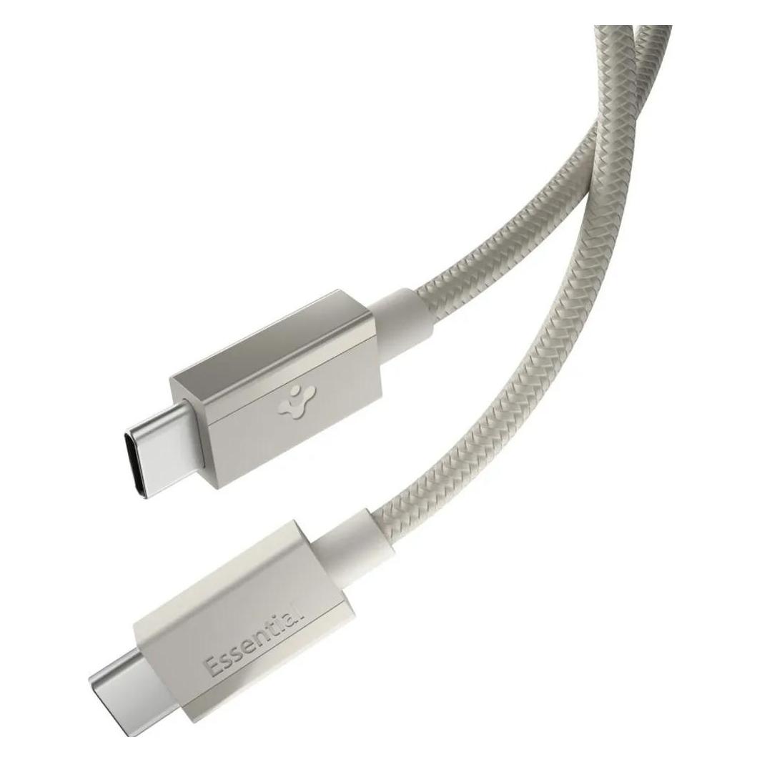 Spigen Essential USB-C-auf-USB-C-Kabel, 60 W, Stoffummantelung, Natur-Titan EB6015CC (1.50 m, 60 W) (ACA10419)