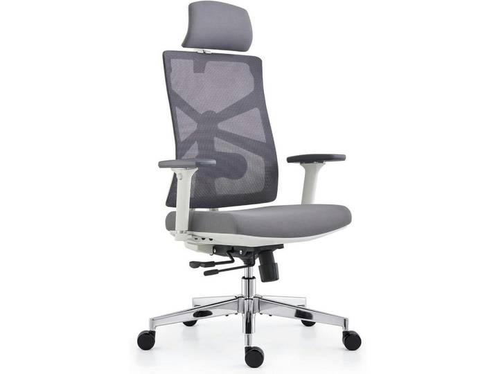 Bürostuhl mit adaptiver Rückenlehne und 4D Armlehnen Weiß, Grau, Kunststoff, 65x131x70 cm, Büromöbel, Bürostühle, Drehstühle