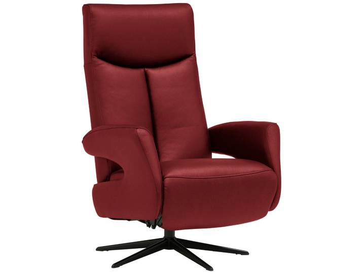 Welnova Relaxsessel, Rot, Metall, Echtleder, Spaltleder, 74x105x82 cm, Fussart wählbar, Stoffauswahl, Relaxfunktion, Wohnzimmer, Sessel, Relaxsessel