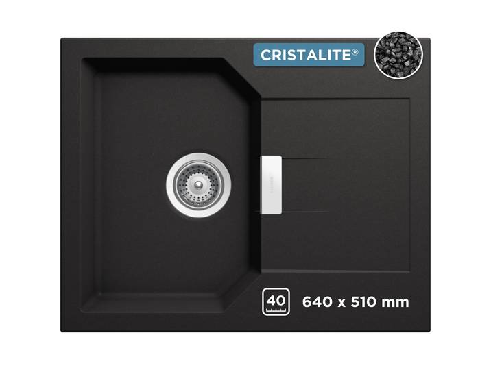 Granitspüle SCHOCK Lucca , schwarz, B:64cm H:30,5cm T:51cm, Domogranit, Küchenspülen, Granitspüle