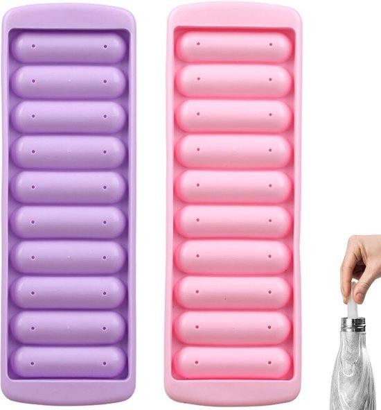 Ibenzoa Set van 2 herbruikbare ijsblokjesvormen van flexibel TPE-materiaal, BPA-vrij, voor 20 lange en smalle ijsblokjes