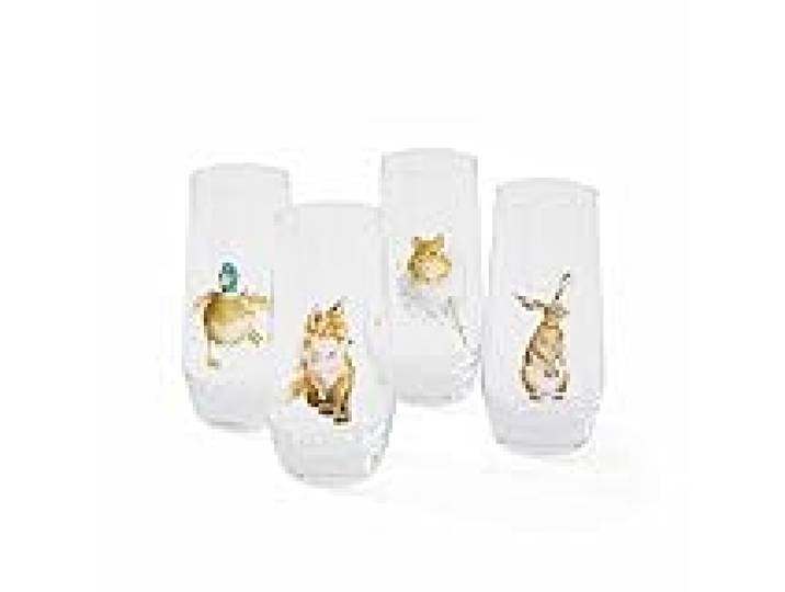 Wrendale Designs Lot de 4 verres Hi-Ball Motif animaux de campagne