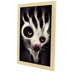 POSTER Set mit 4 Scheu Tier im T Burton Goth Stil A3 Rahmen aus hellem Holz