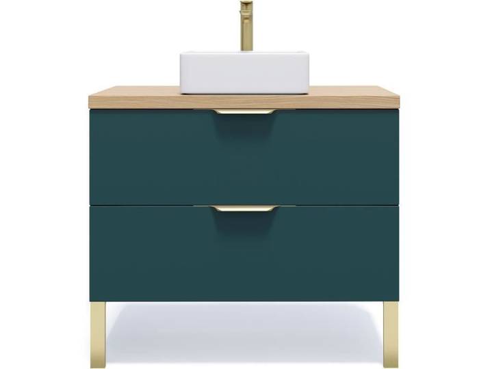 Meuble de salle de bain vasque posée 90cm 2 tiroirs Bleu - Venice