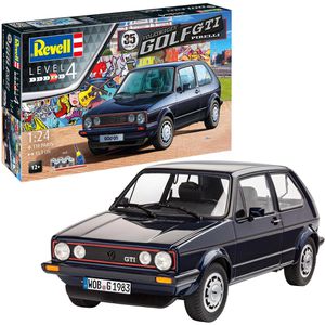 Revell Modellbausatz 05694 Geschenkset VW Golf GTI Pirelli, 118 Teile, inkl. 6 Farben, Level 4, ab 12 Jahre, Maßstab 1:24