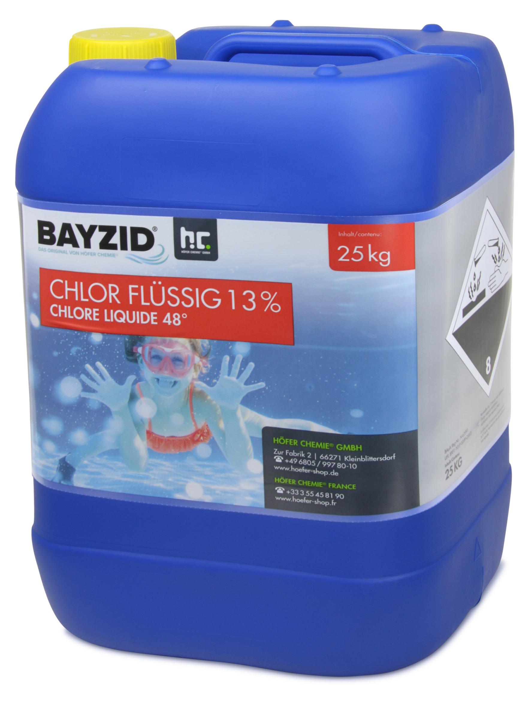 12x25 kg BAYZID Flüssigchlor 13% zur effektiven Pool Desinfektion