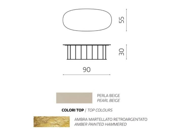 Table basse ronde en métal Beige avec plateau en verre martelé Ambre MUTE - Meuble de salon