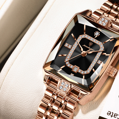 Youfap Market High Quality Ladies Watch, Luxury Watch For Woman Waterproof Calendar, Stainless Steel Quartz Women's Watches rosegold Black