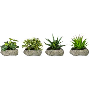 Creativ-green Kunstpflanze Sukkulenten-Mix, im Topf, Höhe 12-15 cm, 4 Stück